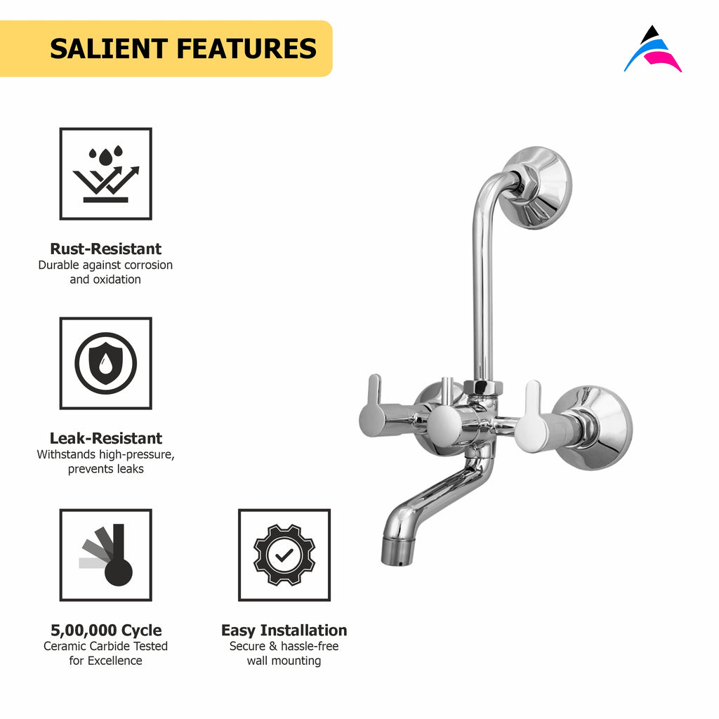 Asiatique Wall Mixer With ‘L’ Bend (ER-017L), EARTH Series Bathroom & Kitchen Faucets | Durable Modern Tap Collection