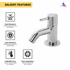 Asiatique Pillar Cock (F-000), Florent Premium Brass Bathroom & Kitchen Faucet Collection, Chrome Finish Mixer, Pillar Cock & Wall Mounted Tap