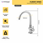 Asiatique Pillar Cock With Swivel ‘J’ Spout (F-002), Florent Premium Brass Bathroom & Kitchen Faucet Collection, Chrome Finish Mixer, Pillar Cock & Wall Mounted Tap