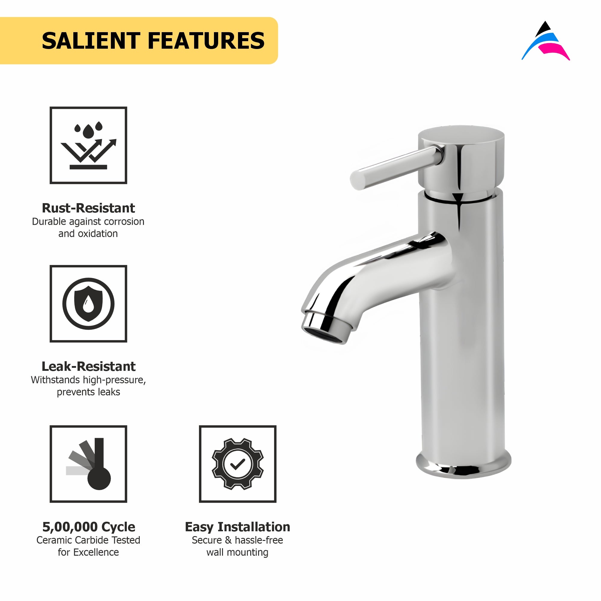 Asiatique S/L Basin Mixer With Braided Hoses (F-009), Florent Premium Brass Bathroom & Kitchen Faucet Collection, Chrome Finish Mixer, Pillar Cock & Wall Mounted Tap