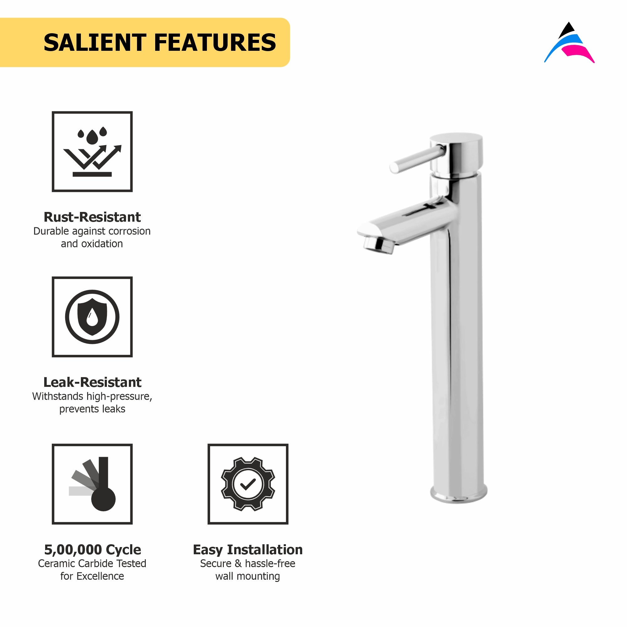Asiatique S/L Basin Mixer With Extended Body Braided Hoses (F-009EX), Florent Premium Brass Bathroom & Kitchen Faucet Collection, Chrome Finish Mixer, Pillar Cock & Wall Mounted Tap