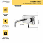 Asiatique S/L Basin Mixer Wall Mounted Upper Part (F-019U), Florent Premium Brass Bathroom & Kitchen Faucet Collection, Chrome Finish Mixer, Pillar Cock & Wall Mounted Tap