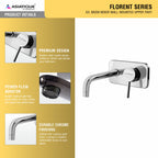 Asiatique S/L Basin Mixer Wall Mounted Upper Part (F-019U), Florent Premium Brass Bathroom & Kitchen Faucet Collection, Chrome Finish Mixer, Pillar Cock & Wall Mounted Tap