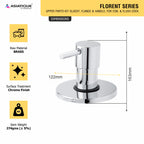 Asiatique Upper Parts Kit Glassy, Flange & Handle, For Con. & Flush Cock (F-021U), Florent Premium Brass Bathroom & Kitchen Faucet Collection, Chrome Finish Mixer, Pillar Cock & Wall Mounted Tap
