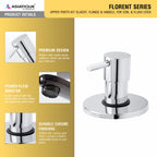 Asiatique Upper Parts Kit Glassy, Flange & Handle, For Con. & Flush Cock (F-021U), Florent Premium Brass Bathroom & Kitchen Faucet Collection, Chrome Finish Mixer, Pillar Cock & Wall Mounted Tap