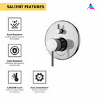 Asiatique S/L Div. Upper Parts Handle, Button & Plate (F-024), Florent Premium Brass Bathroom & Kitchen Faucet Collection, Chrome Finish Mixer, Pillar Cock & Wall Mounted Tap