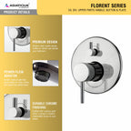 Asiatique S/L Div. Upper Parts Handle, Button & Plate (F-024), Florent Premium Brass Bathroom & Kitchen Faucet Collection, Chrome Finish Mixer, Pillar Cock & Wall Mounted Tap