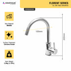 Asiatique S/L S/M Table Mounted (F-027), Florent Premium Brass Bathroom & Kitchen Faucet Collection, Chrome Finish Mixer, Pillar Cock & Wall Mounted Taps