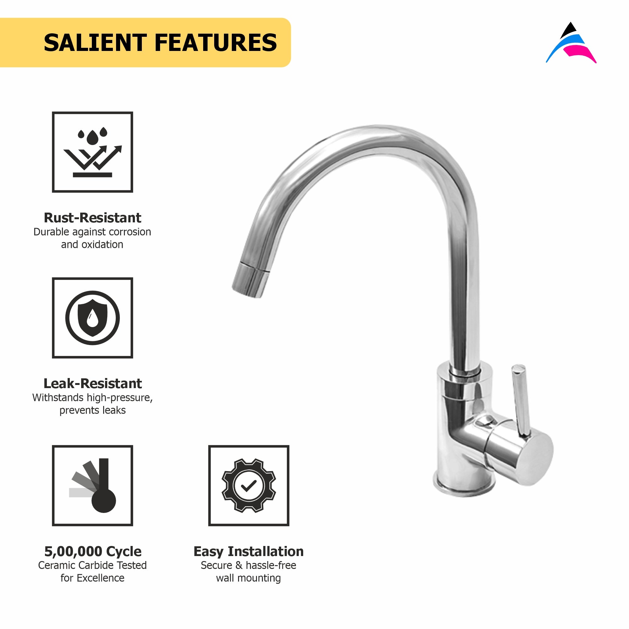 Asiatique S/L S/M Table Mounted (F-027), Florent Premium Brass Bathroom & Kitchen Faucet Collection, Chrome Finish Mixer, Pillar Cock & Wall Mounted Taps