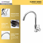 Asiatique S/L S/M Table Mounted (F-027), Florent Premium Brass Bathroom & Kitchen Faucet Collection, Chrome Finish Mixer, Pillar Cock & Wall Mounted Taps