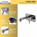 Asiatique Single Concealed Wall Mounted Upper Part (F-028U), Florent Premium Brass Bathroom & Kitchen Faucet Collection, Chrome Finish Mixer, Pillar Cock & Wall Mounted Tap