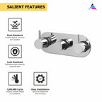Asiatique Con. Wall Mixer Upper Part (F-029U), Florent Premium Brass Bathroom & Kitchen Faucet Collection, Chrome Finish Mixer, Pillar Cock & Wall Mounted Tap