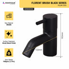 Asiatique Pillar Cock (FB-000 M) | Premium Black Brass Bathroom & Kitchen Fittings | Florent Brush Black Series