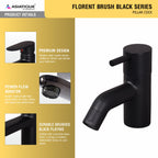 Asiatique Pillar Cock (FB-000 M) | Premium Black Brass Bathroom & Kitchen Fittings | Florent Brush Black Series