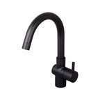 Asiatique Pillar Cock With Swivel ‘J’ Spout (FB-002 M) | Premium Black Brass Bathroom & Kitchen Fittings | Florent Brush Black Series