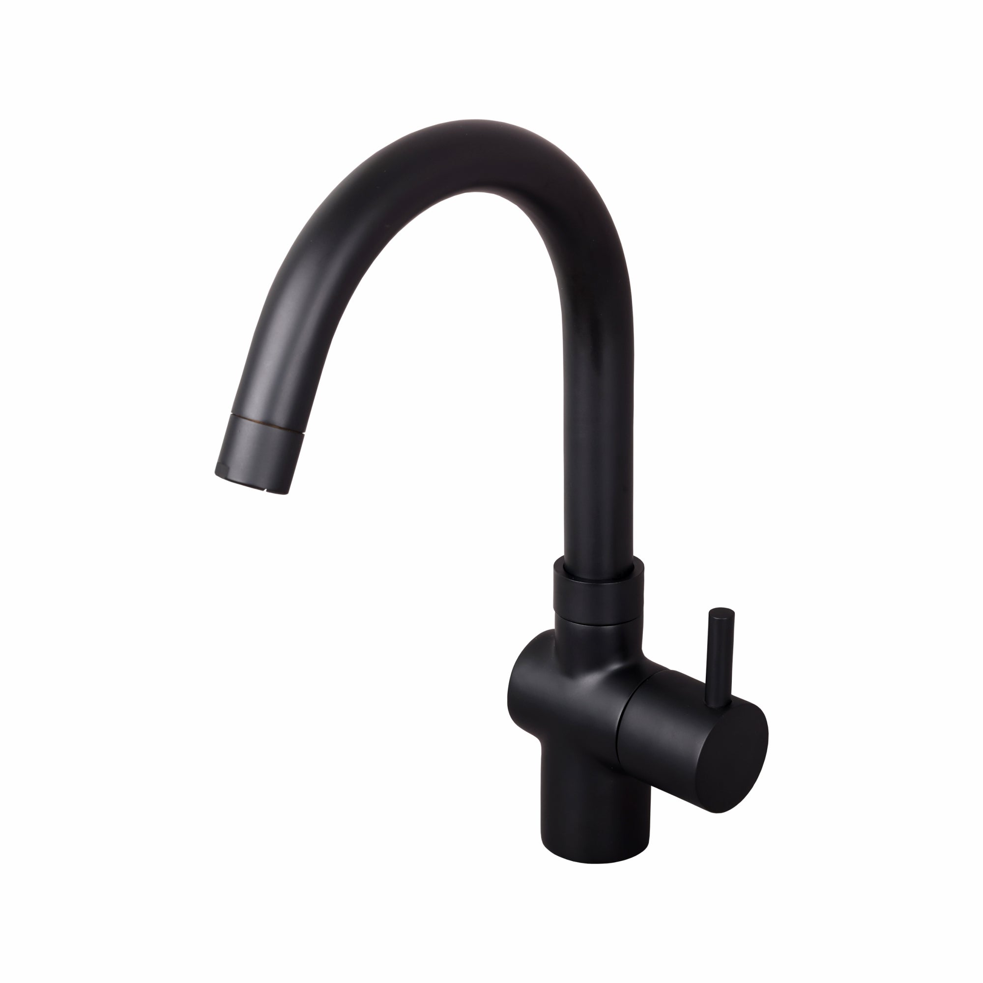Asiatique Pillar Cock With Swivel ‘J’ Spout (FB-002 M) | Premium Black Brass Bathroom & Kitchen Fittings | Florent Brush Black Series