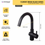 Asiatique Pillar Cock With Swivel ‘J’ Spout (FB-002 M) | Premium Black Brass Bathroom & Kitchen Fittings | Florent Brush Black Series