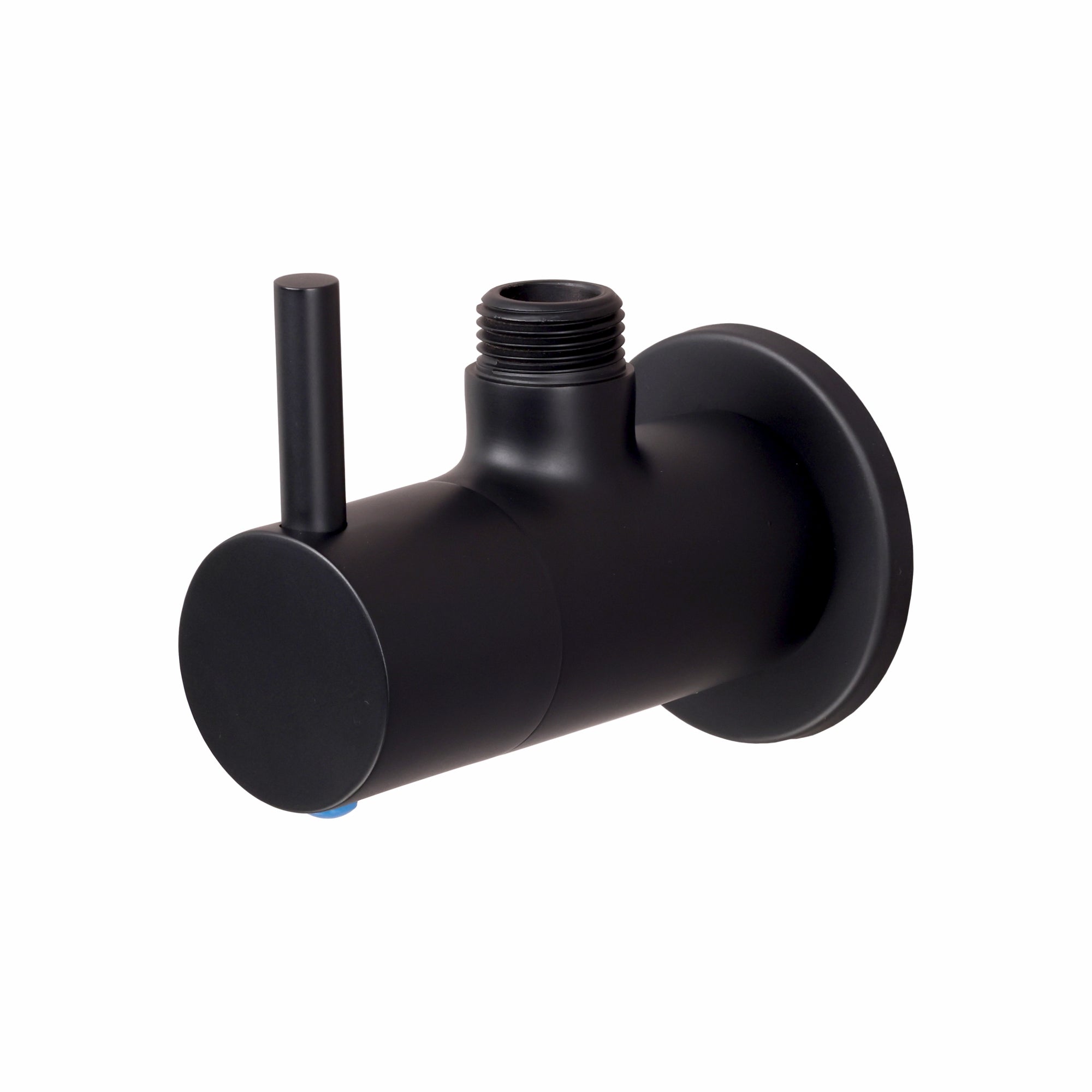 Asiatique Angle Cock With Wall Flange (FB-005 M) | Premium Black Brass Bathroom & Kitchen Fittings | Florent Brush Black Series