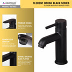 Asiatique S/L Basin Mixer With Braided Hoses (FB-009 M) | Premium Black Brass Bathroom & Kitchen Fittings | Florent Brush Black Series