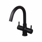 Asiatique C/H Basin Mixer With Swivel ‘J’ Spout (FB-011 M) | Premium Black Brass Bathroom & Kitchen Fittings | Florent Brush Black Series