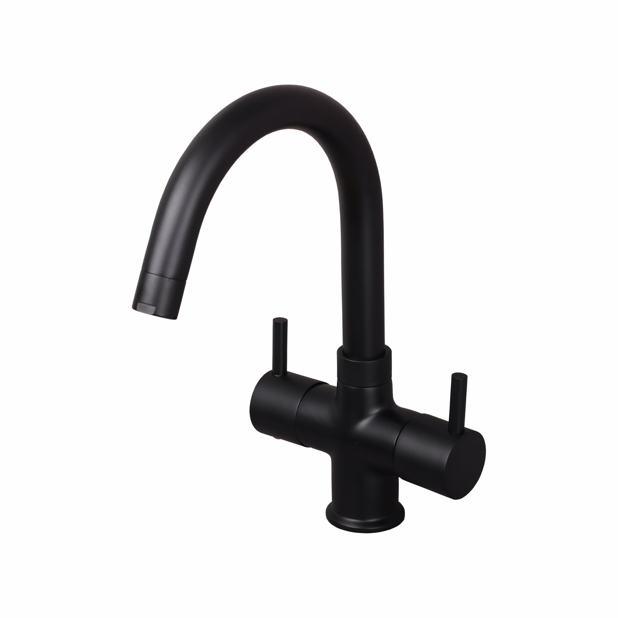 Asiatique C/H Basin Mixer With Swivel ‘J’ Spout (FB-011 M) | Premium Black Brass Bathroom & Kitchen Fittings | Florent Brush Black Series