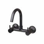 Asiatique Sink Mixer With Swivel ‘J’ Spout Wall Mounted (FB-013 M) | Premium Black Brass Bathroom & Kitchen Fittings | Florent Brush Black Series