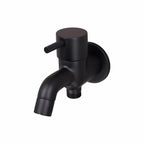 Asiatique S/L 2 in 1 Bib Cock With Wall Flange (FB-015S/L M) | Premium Black Brass Bathroom & Kitchen Fittings | Florent Brush Black Series