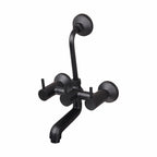 Asiatique Wall Mixer Telephonic With ‘L’ Bend for ARR. Of O/H Shower (FB-017 M) | Premium Black Brass Bathroom & Kitchen Fittings | Florent Brush Black Series