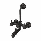 Asiatique 3 in 1 Wall Mixer With Pro. For Tele. Shower & O/H Shower (FB-018 M) | Premium Black Brass Bathroom & Kitchen Fittings | Florent Brush Black Series