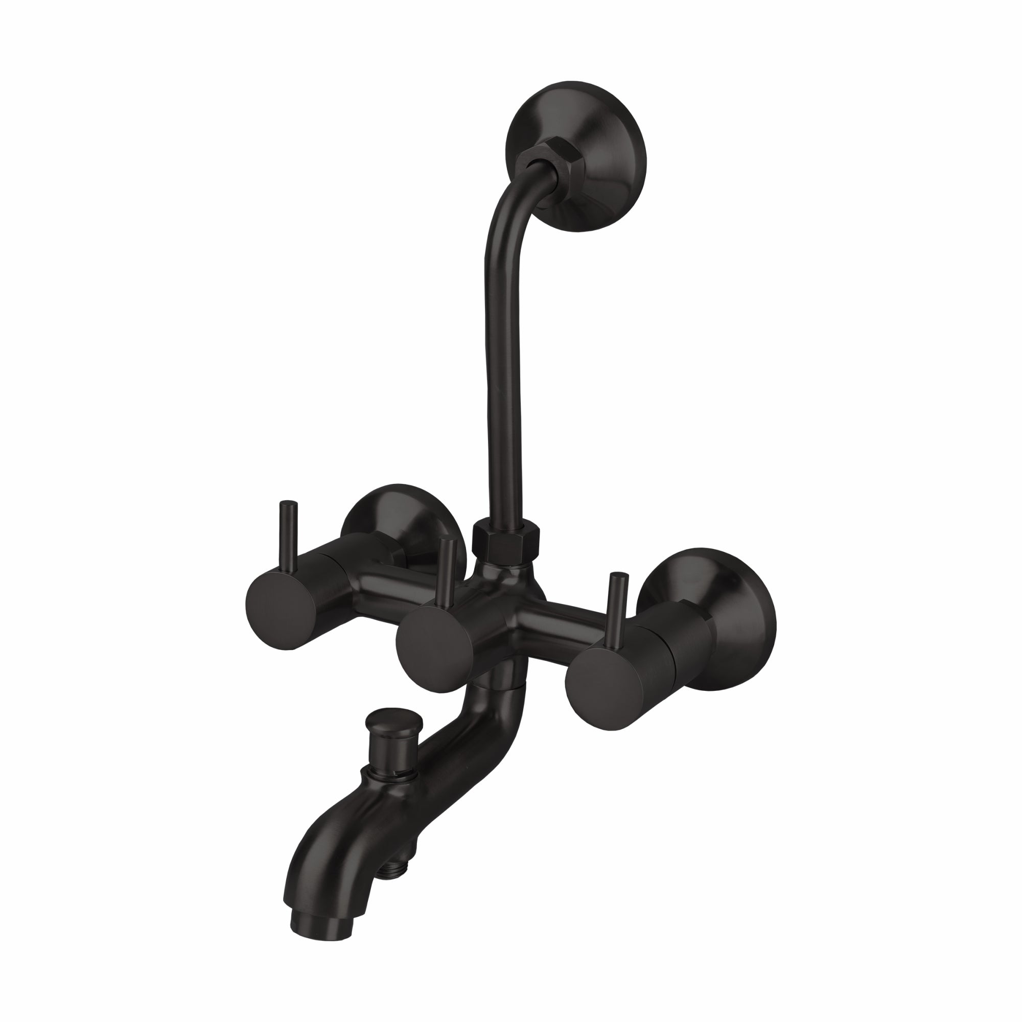 Asiatique 3 in 1 Wall Mixer With Pro. For Tele. Shower & O/H Shower (FB-018 M) | Premium Black Brass Bathroom & Kitchen Fittings | Florent Brush Black Series