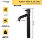 Asiatique Pillar Cock With Extension Body (FB-023 M) | Premium Black Brass Bathroom & Kitchen Fittings | Florent Brush Black Series