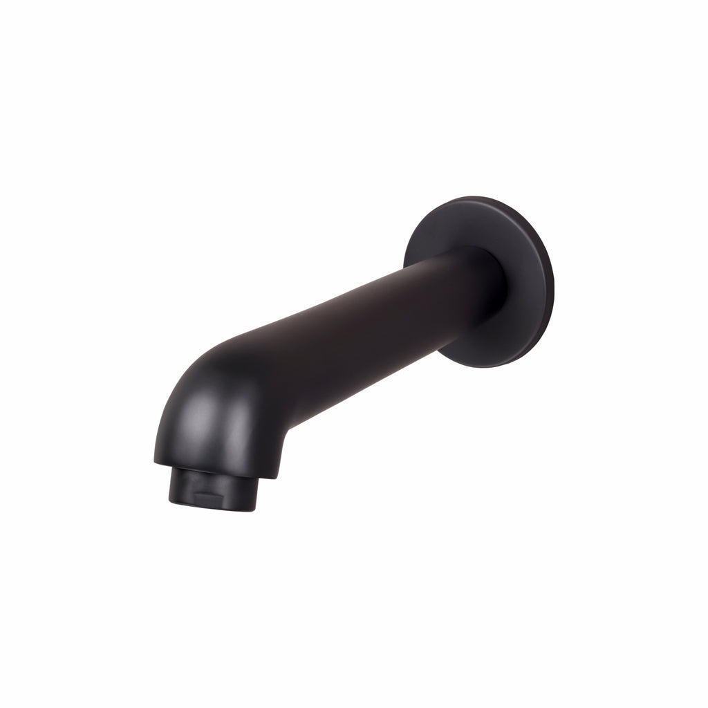 Asiatique Div. Plain Spout With Wall Flange (FB-025 M) | Premium Black Brass Bathroom & Kitchen Fittings | Florent Brush Black Series