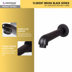 Asiatique Div. Plain Spout With Wall Flange (FB-025 M) | Premium Black Brass Bathroom & Kitchen Fittings | Florent Brush Black Series