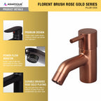 Asiatique Pillar Cock (FRG-000 M) | Premium Rose Gold Bathroom Fittings | Florent Brush Rose Gold Series