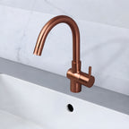 Asiatique Pillar Cock With Swivel ‘J’ Spout (FRG-002 M) | Premium Rose Gold Bathroom Fittings | Florent Brush Rose Gold Series
