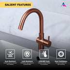 Asiatique Pillar Cock With Swivel ‘J’ Spout (FRG-002 M) | Premium Rose Gold Bathroom Fittings | Florent Brush Rose Gold Series