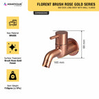 Asiatique Bib Cock Long Body With Wall Flange (FRG-004 M) | Premium Rose Gold Bathroom Fittings | Florent Brush Rose Gold Series