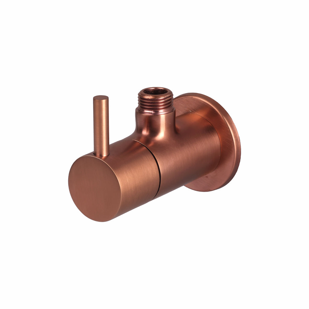 Asiatique Angle Cock With Wall Flange (FRG-005 M) | Premium Rose Gold Bathroom Fittings | Florent Brush Rose Gold Series