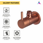 Asiatique Angle Cock With Wall Flange (FRG-005 M) | Premium Rose Gold Bathroom Fittings | Florent Brush Rose Gold Series