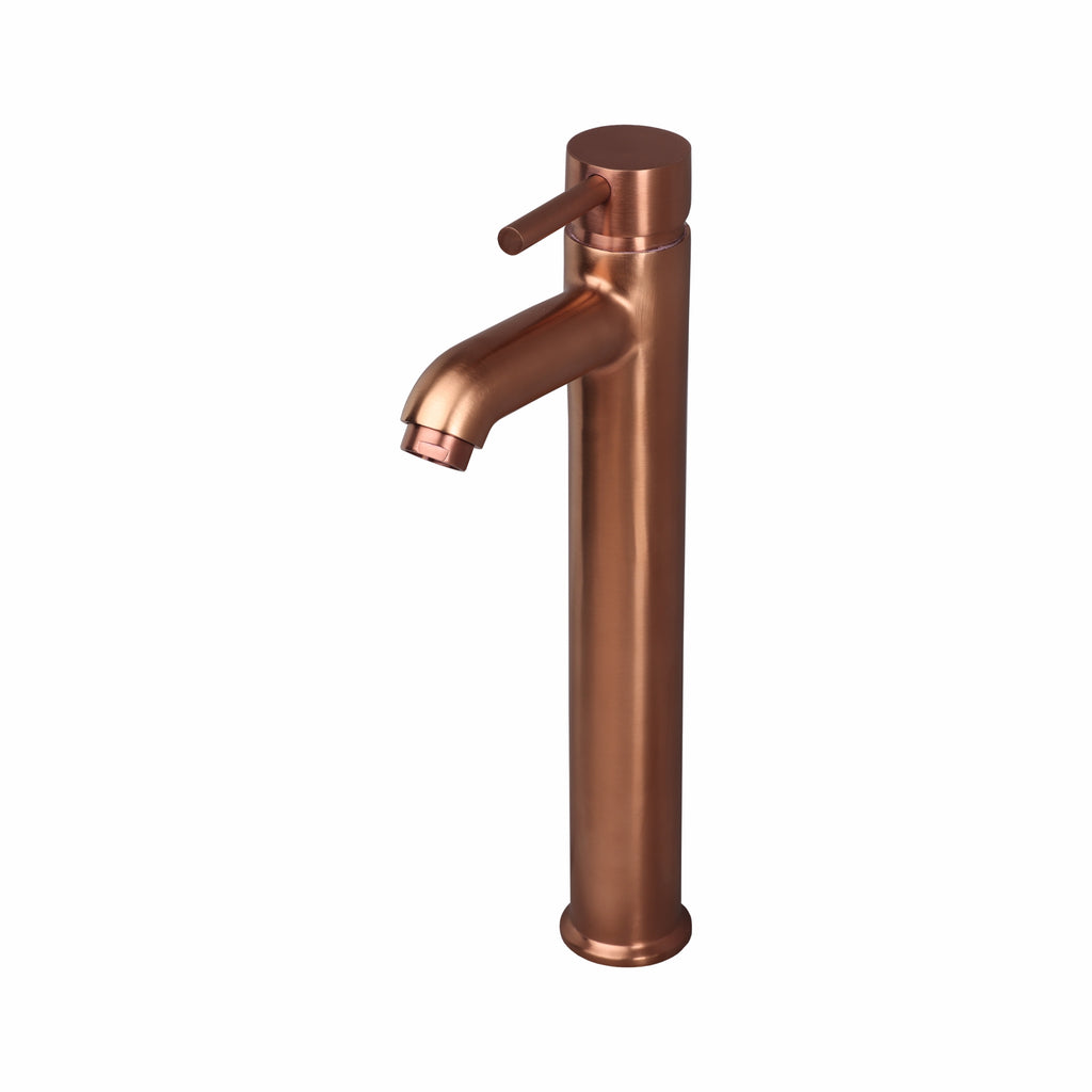 Asiatique S/L Basin Mixer With Extended Body With Braided Hoses (FRG-009EX M) | Premium Rose Gold Bathroom Fittings | Florent Brush Rose Gold Series