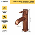 Asiatique S/L Basin Mixer With Braided Hoses (FRG-009 M) | Premium Rose Gold Bathroom Fittings | Florent Brush Rose Gold Series