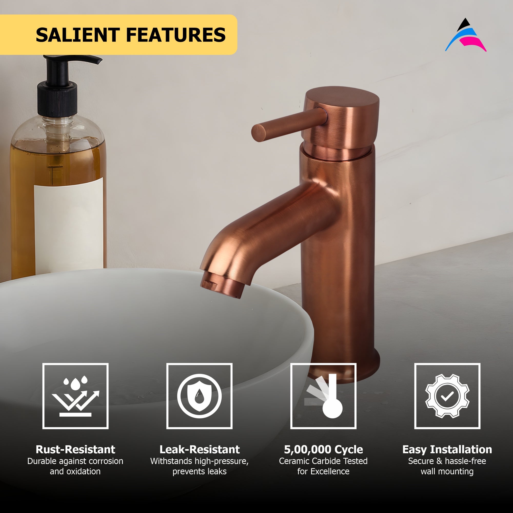 Asiatique S/L Basin Mixer With Braided Hoses (FRG-009 M) | Premium Rose Gold Bathroom Fittings | Florent Brush Rose Gold Series