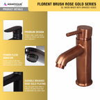 Asiatique S/L Basin Mixer With Braided Hoses (FRG-009 M) | Premium Rose Gold Bathroom Fittings | Florent Brush Rose Gold Series
