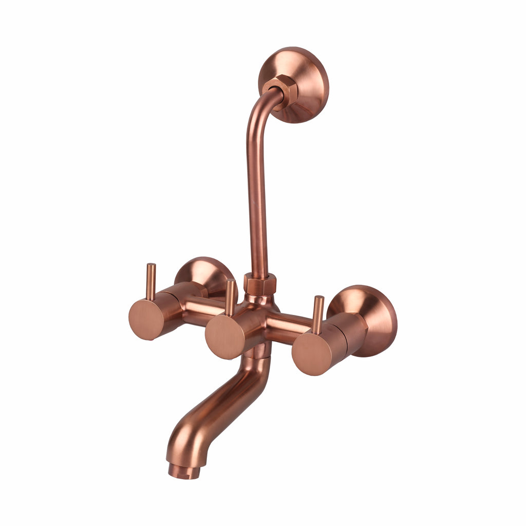 Asiatique Wall Mixer Telephonic With ‘L’ Bend for ARR. Of O/H Shower (FRG-017 M) | Premium Rose Gold Bathroom Fittings | Florent Brush Rose Gold Series
