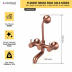 Asiatique Wall Mixer Telephonic With ‘L’ Bend for ARR. Of O/H Shower (FRG-017 M) | Premium Rose Gold Bathroom Fittings | Florent Brush Rose Gold Series