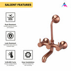 Asiatique Wall Mixer Telephonic With ‘L’ Bend for ARR. Of O/H Shower (FRG-017 M) | Premium Rose Gold Bathroom Fittings | Florent Brush Rose Gold Series