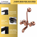 Asiatique Wall Mixer Telephonic With ‘L’ Bend for ARR. Of O/H Shower (FRG-017 M) | Premium Rose Gold Bathroom Fittings | Florent Brush Rose Gold Series