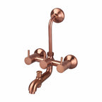 Asiatique 3 in 1 Wall Mixer With Pro. For Tele. Shower & O/H Shower (FRG-018 M) | Premium Rose Gold Bathroom Fittings | Florent Brush Rose Gold Series