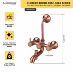 Asiatique 3 in 1 Wall Mixer With Pro. For Tele. Shower & O/H Shower (FRG-018 M) | Premium Rose Gold Bathroom Fittings | Florent Brush Rose Gold Series