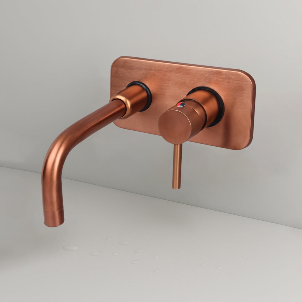 Asiatique S/L Basin Mixer Wall Mounted Full Set (FRG-019 M) | Premium Rose Gold Bathroom Fittings | Florent Brush Rose Gold Series